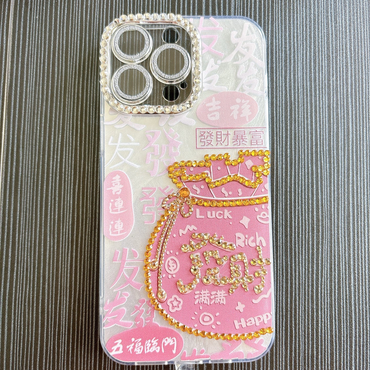 Original Design DIY Facai Phone Case with Phone Charm Strap,Compatible for iPhone&Samsung
