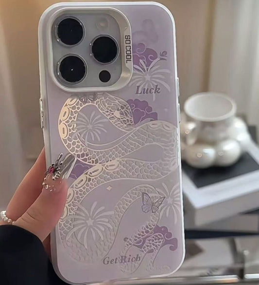 CHINESE STYLE Purple Snake Phone Case, Compatible for iPhone