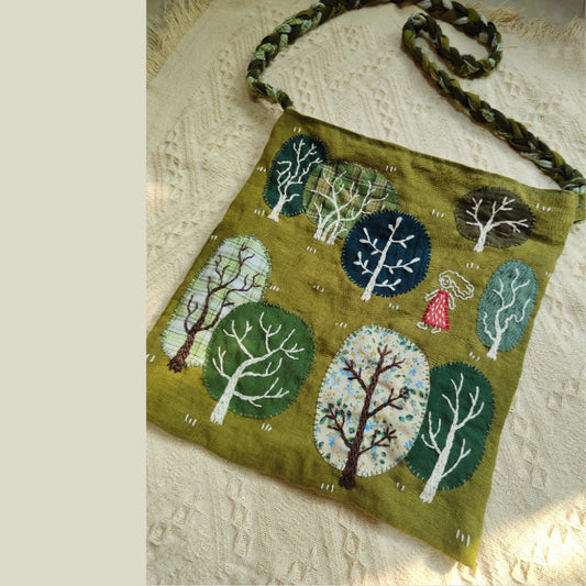 Strolling In Forest - Original DIY Patchwork Embroidered Bag