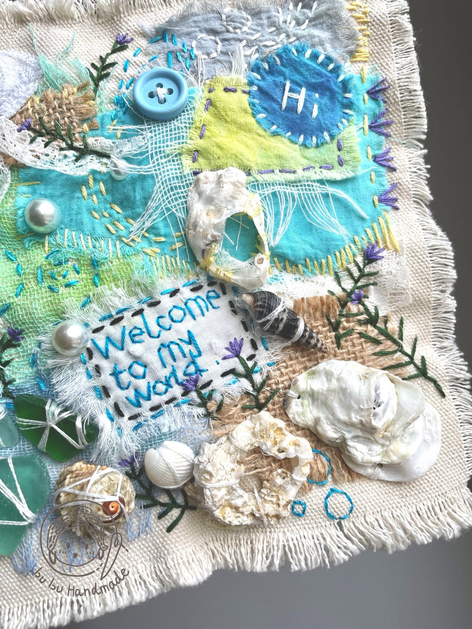 Blue Ocean 丨Patchwork Hanging Picture, Fabric Art Collage