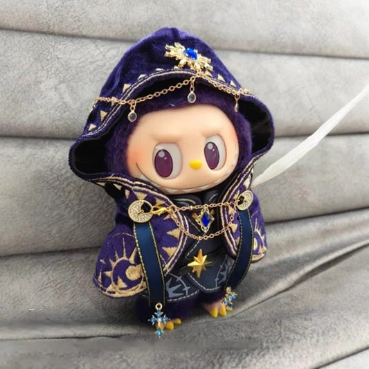 Handmade Labubu Outfit 17cm Magic Priest Toy Clothes with Accessories, purple