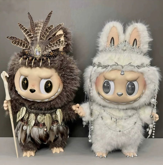 Handmade Labubu Outfit 58cm Tribal Leaders Toy Clothes with Accessories