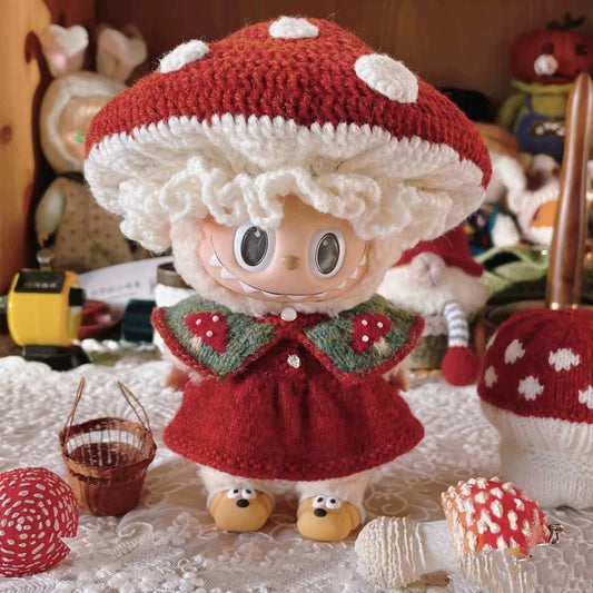 Handmade Labubu Outfit Mushroom Fairy Knitted Toy Clothes with Accessories