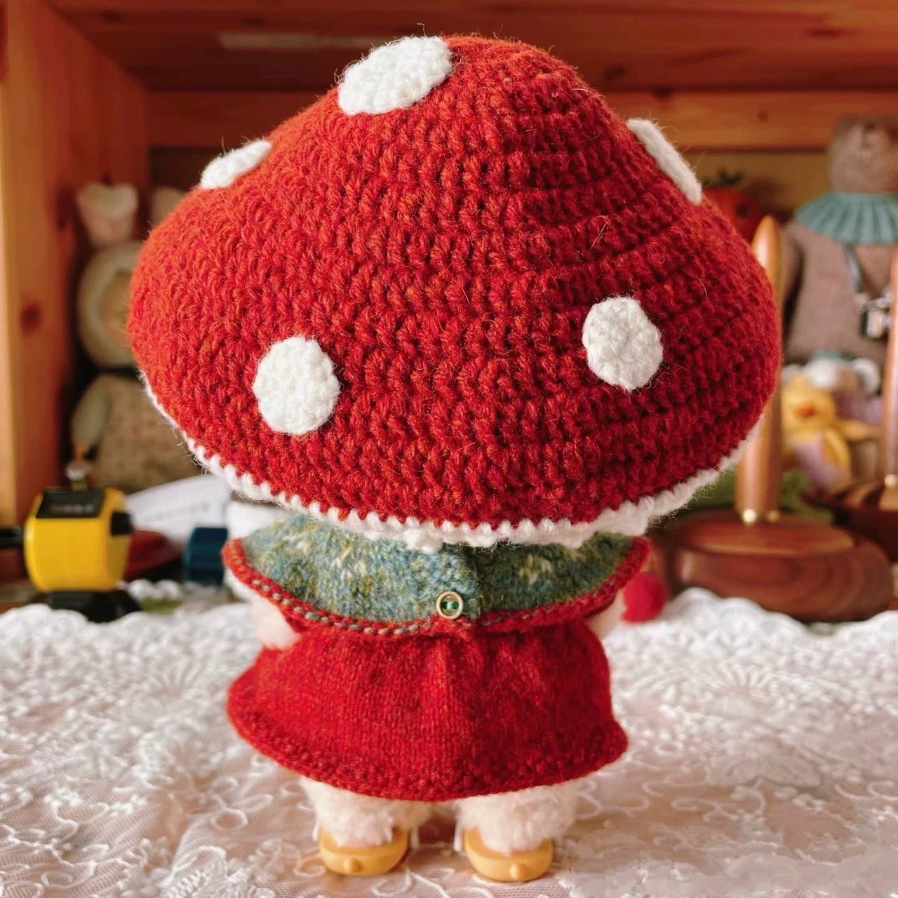 Handmade Labubu Outfit Mushroom Fairy Knitted Toy Clothes with Accessories