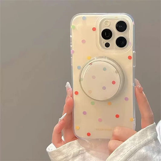 COLOR WAVE point Magnetic Phone Case[Compatible with Magsafe]with Magnetic Bracket, Compatible for Samsung & iPhone